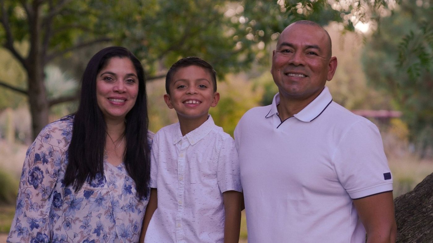 Formal family portrait outdoors