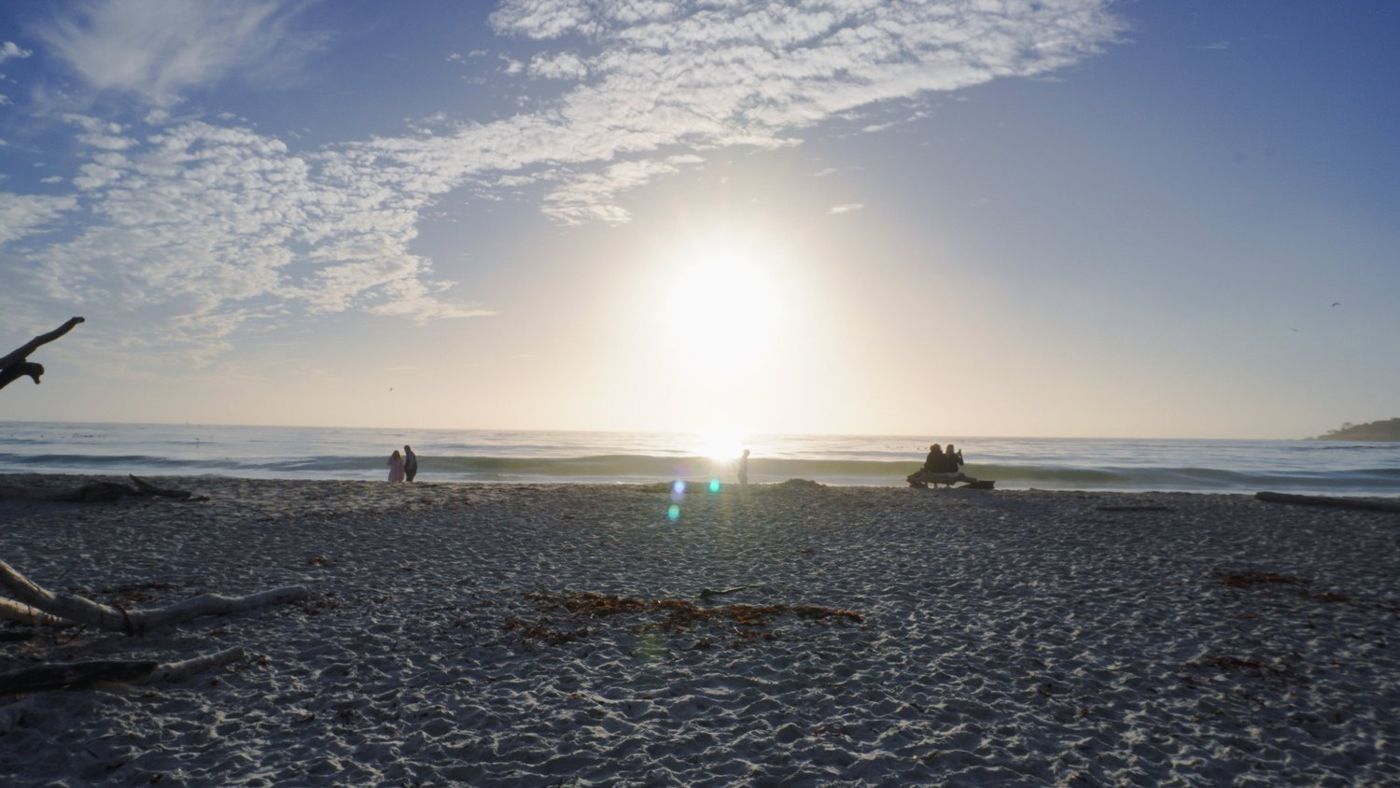 Sun setting over the ocean at Carmel Beach